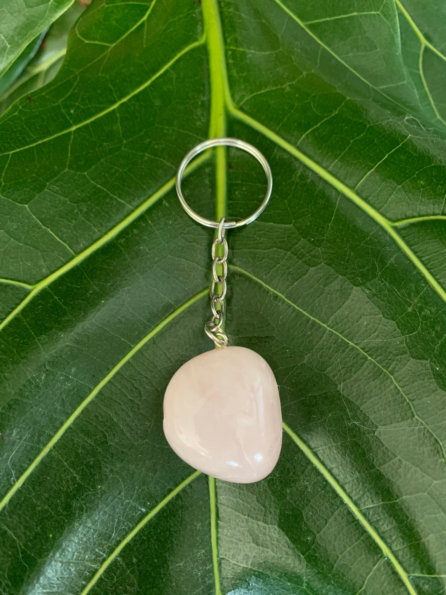 rose quartz keychain